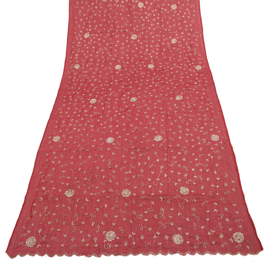 Sushila Vintage Maroon Zari Embroidered Dupatta Georgette Classy Long Stole Veil