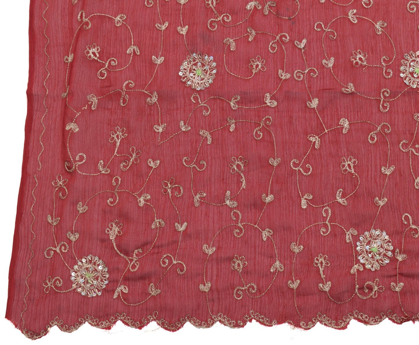 Sushila Vintage Maroon Zari Embroidered Dupatta Georgette Classy Long Stole Veil