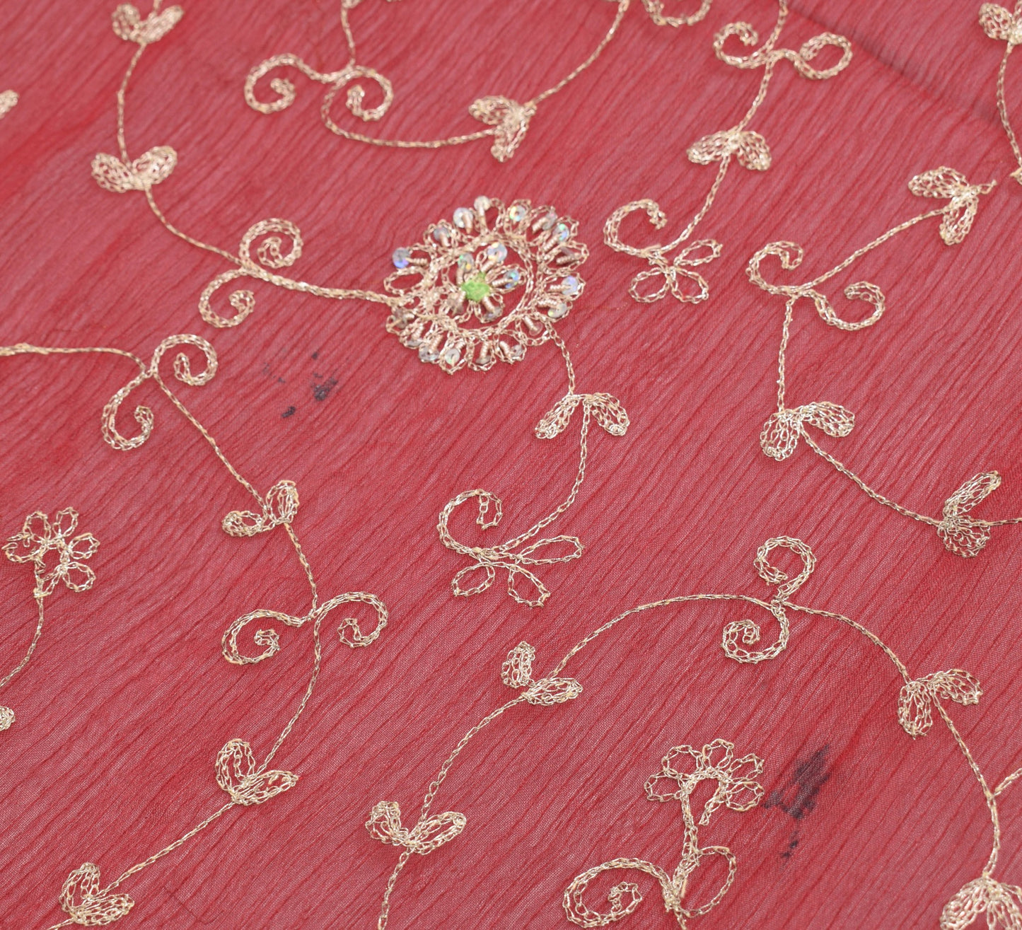 Sushila Vintage Maroon Zari Embroidered Dupatta Georgette Classy Long Stole Veil