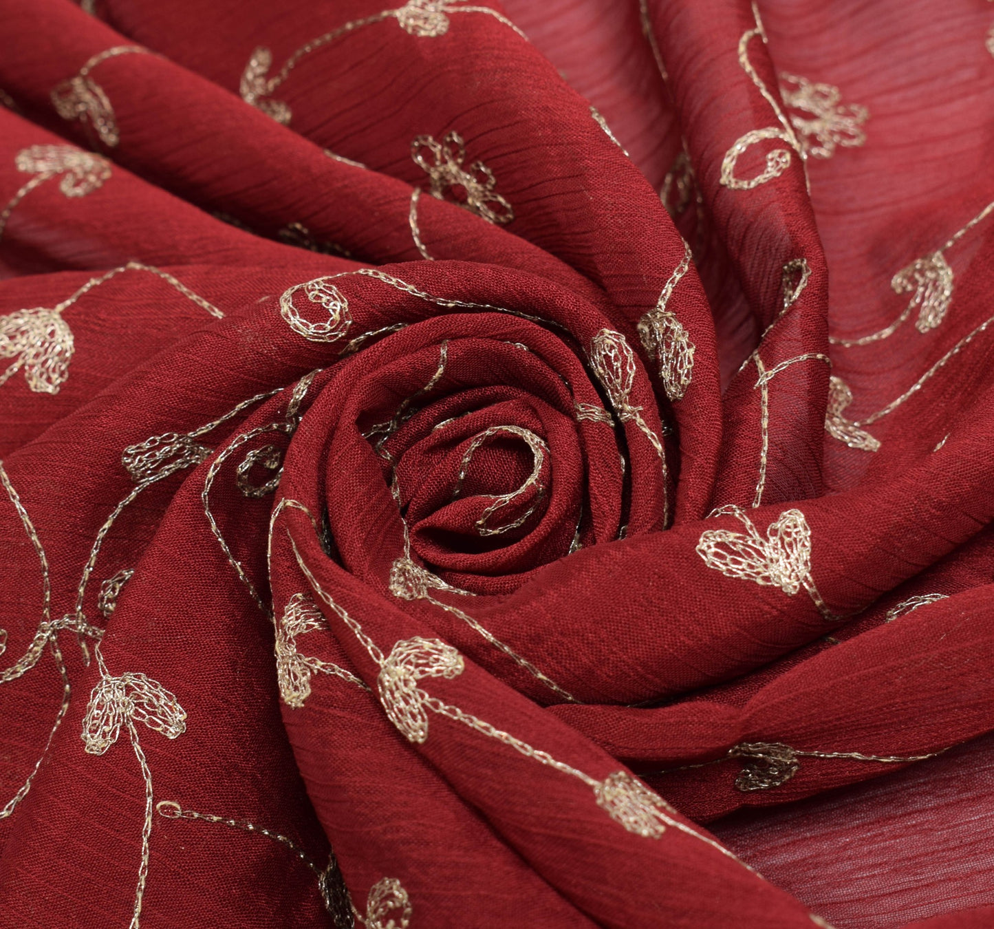 Sushila Vintage Maroon Zari Embroidered Dupatta Georgette Classy Long Stole Veil