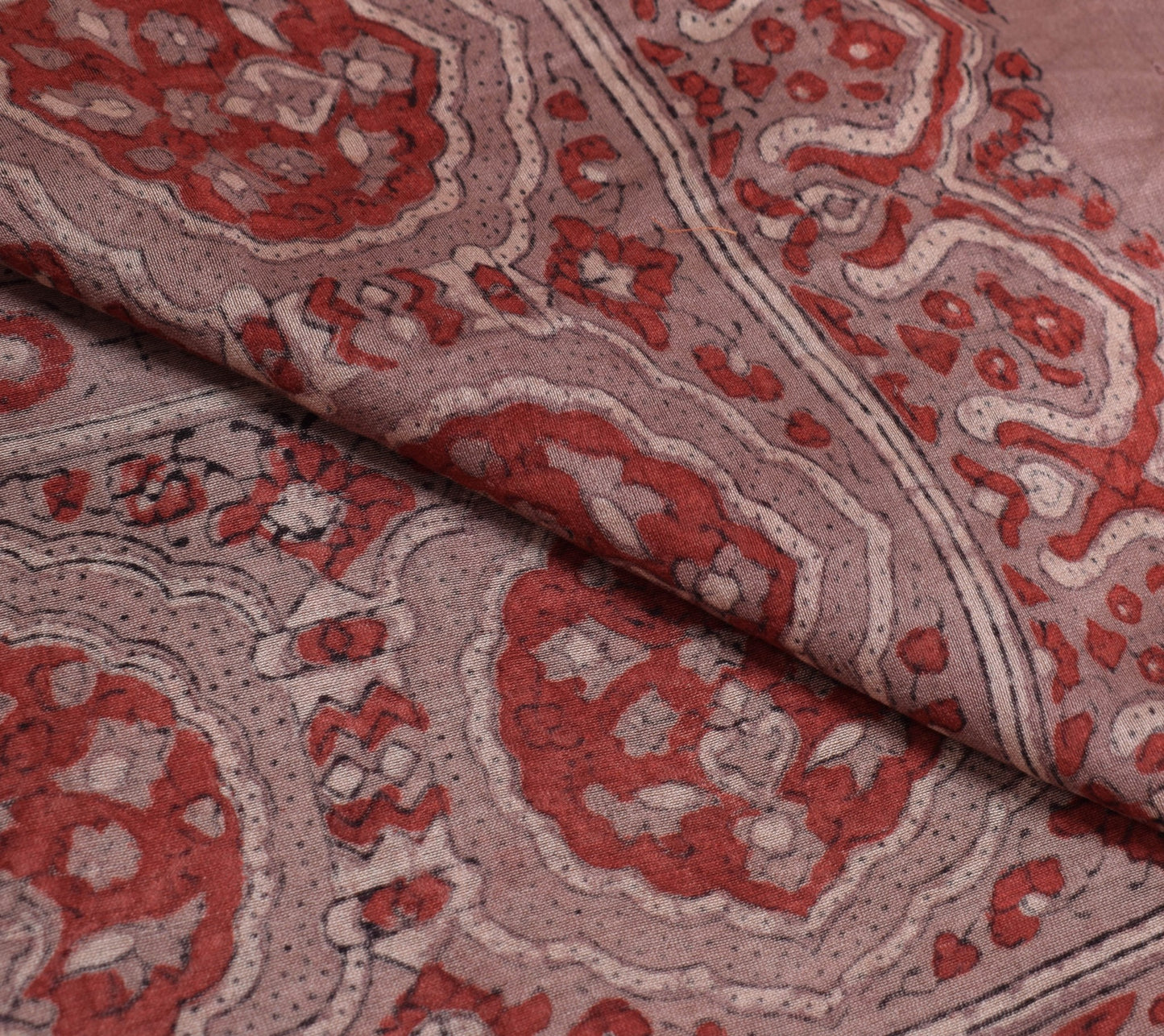 Sushila Vintage Mauve Bagh Print Dupatta 100% Pure Silk Handmade Long Stole Veil