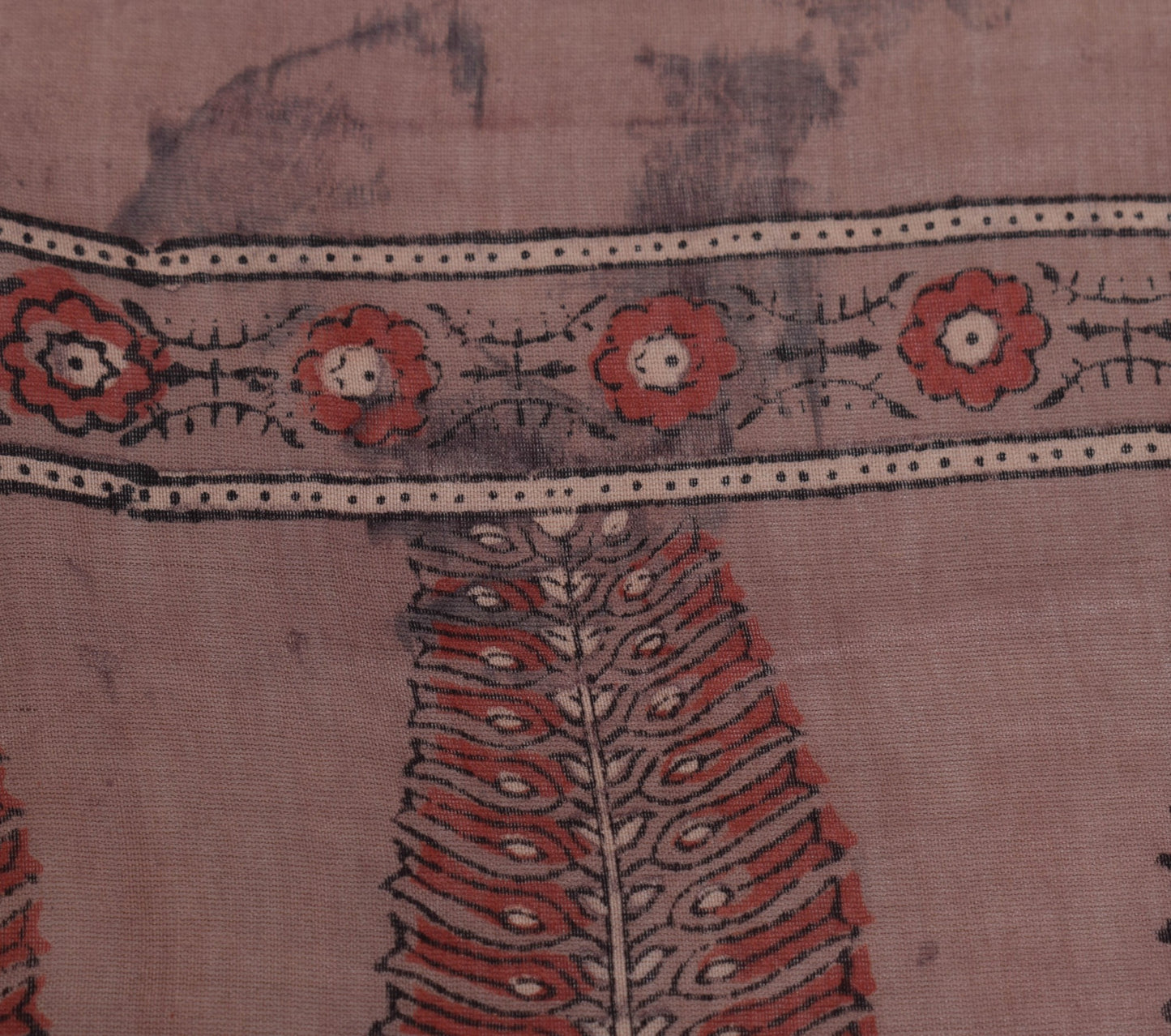 Sushila Vintage Mauve Bagh Print Dupatta 100% Pure Silk Handmade Long Stole Veil