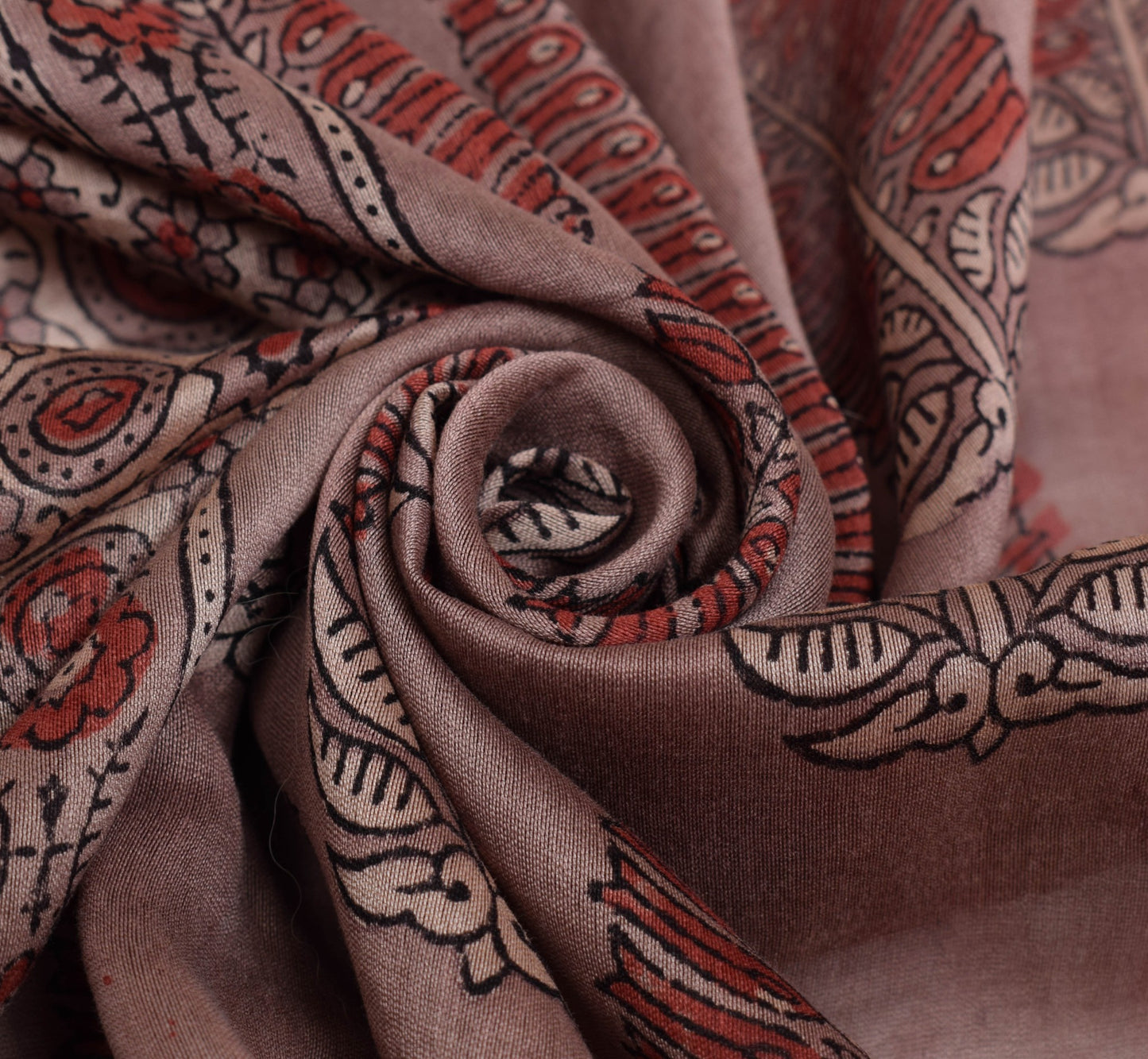 Sushila Vintage Mauve Bagh Print Dupatta 100% Pure Silk Handmade Long Stole Veil