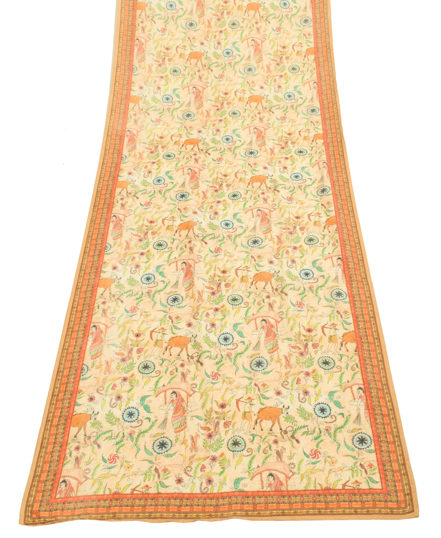 Sushila Vintage Village Printed Dupatta Art Silk Stylish Nature Long Stole Wrap