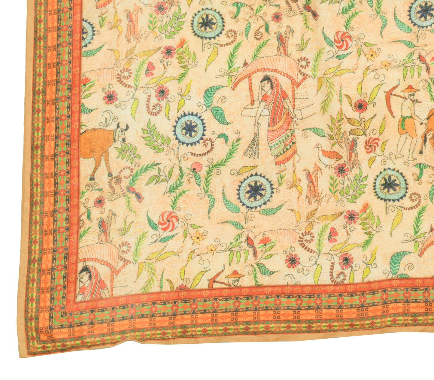 Sushila Vintage Village Printed Dupatta Art Silk Stylish Nature Long Stole Wrap
