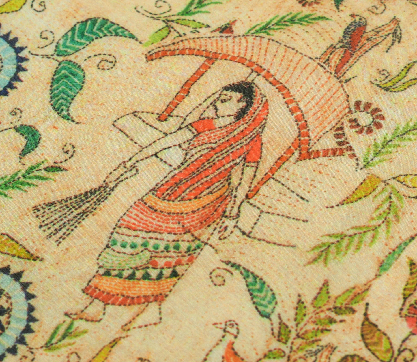 Sushila Vintage Village Printed Dupatta Art Silk Stylish Nature Long Stole Wrap
