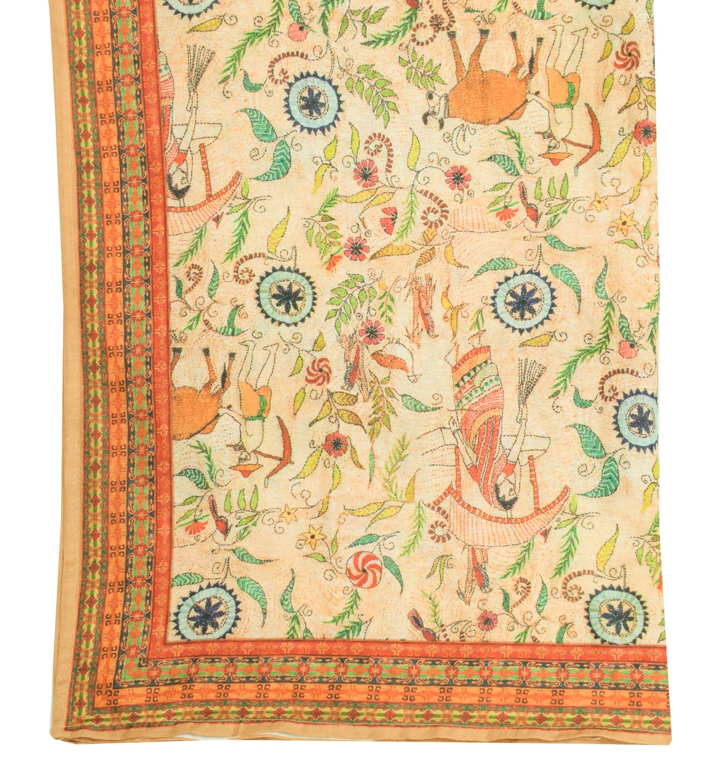 Sushila Vintage Village Printed Dupatta Art Silk Stylish Nature Long Stole Wrap