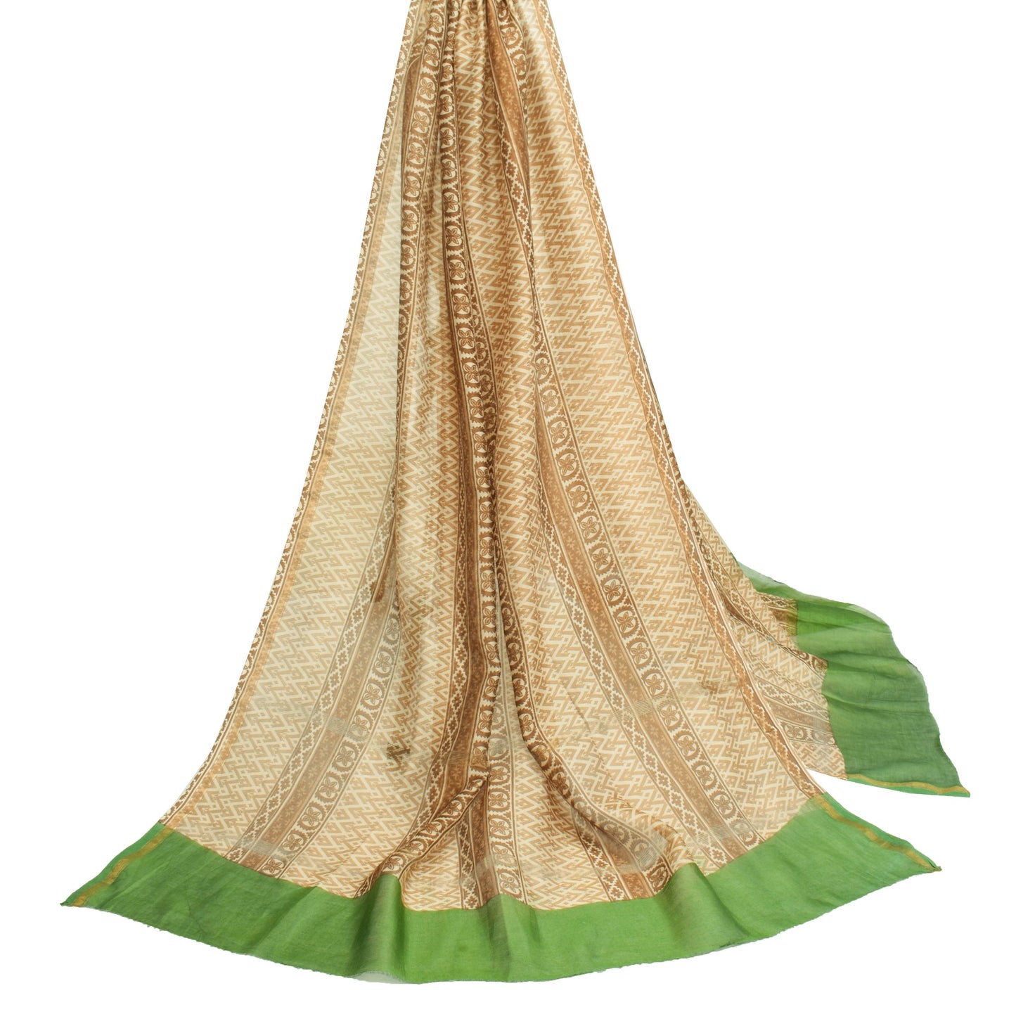 Sushila Vintage Cream 100% Pure Silk Dupatta Printed Daily Wear Long Stole Wrap