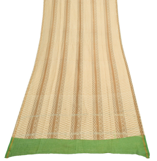 Sushila Vintage Cream 100% Pure Silk Dupatta Printed Daily Wear Long Stole Wrap