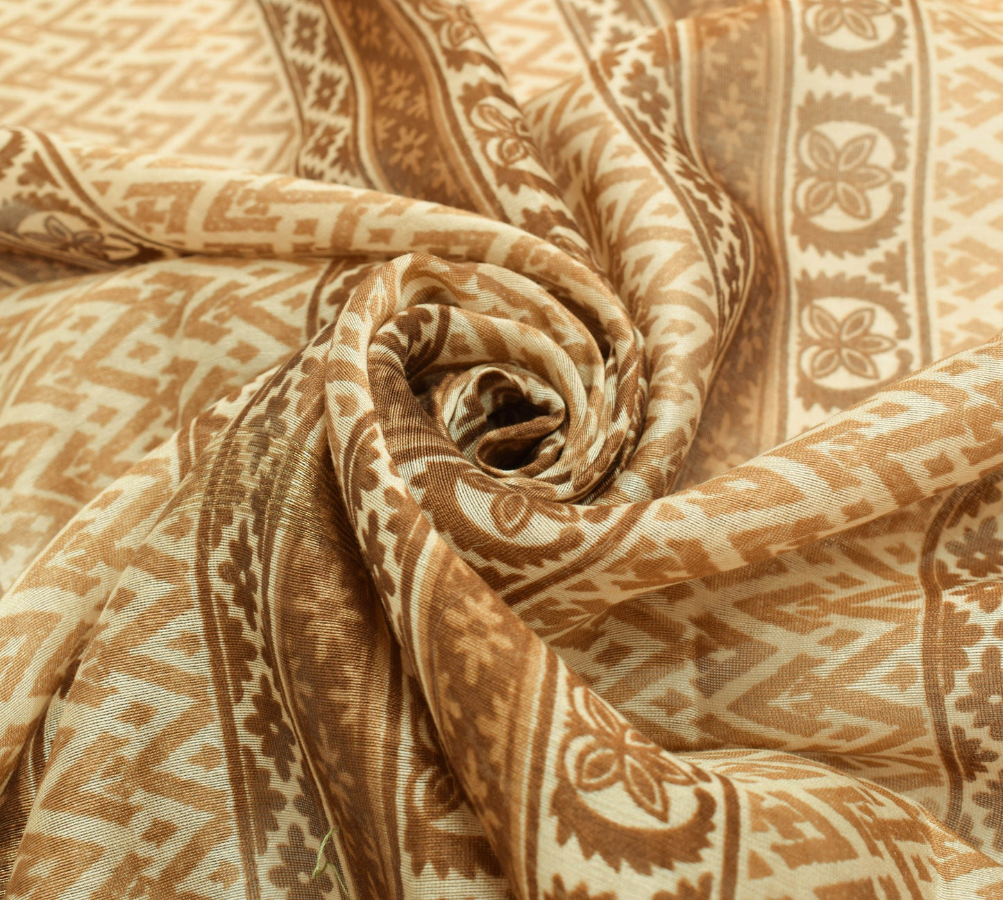 Sushila Vintage Cream 100% Pure Silk Dupatta Printed Daily Wear Long Stole Wrap