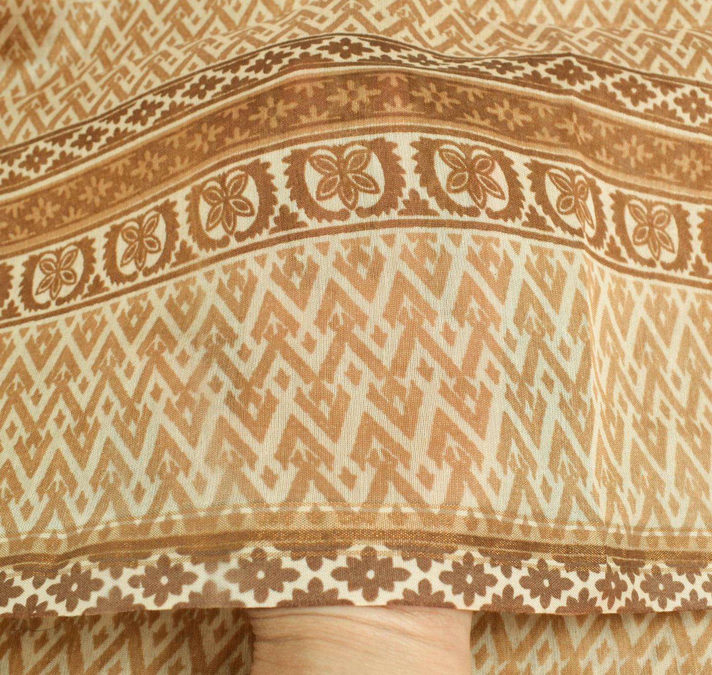 Sushila Vintage Cream 100% Pure Silk Dupatta Printed Daily Wear Long Stole Wrap