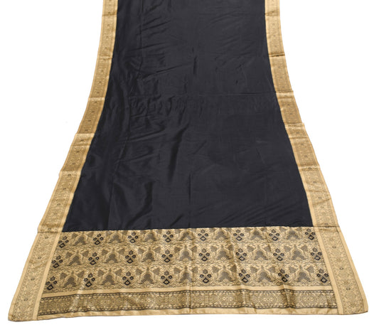 Sushila Vintage Black Woven Classy Dupatta Silk Soft Party Wear Long Stole Veil