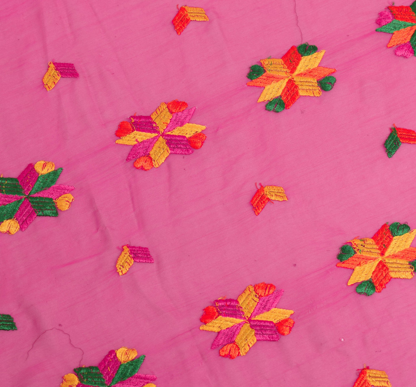Sushila Vintage Pink Traditional Dupatta Chiffon Phulkari Embroidered Long Stole