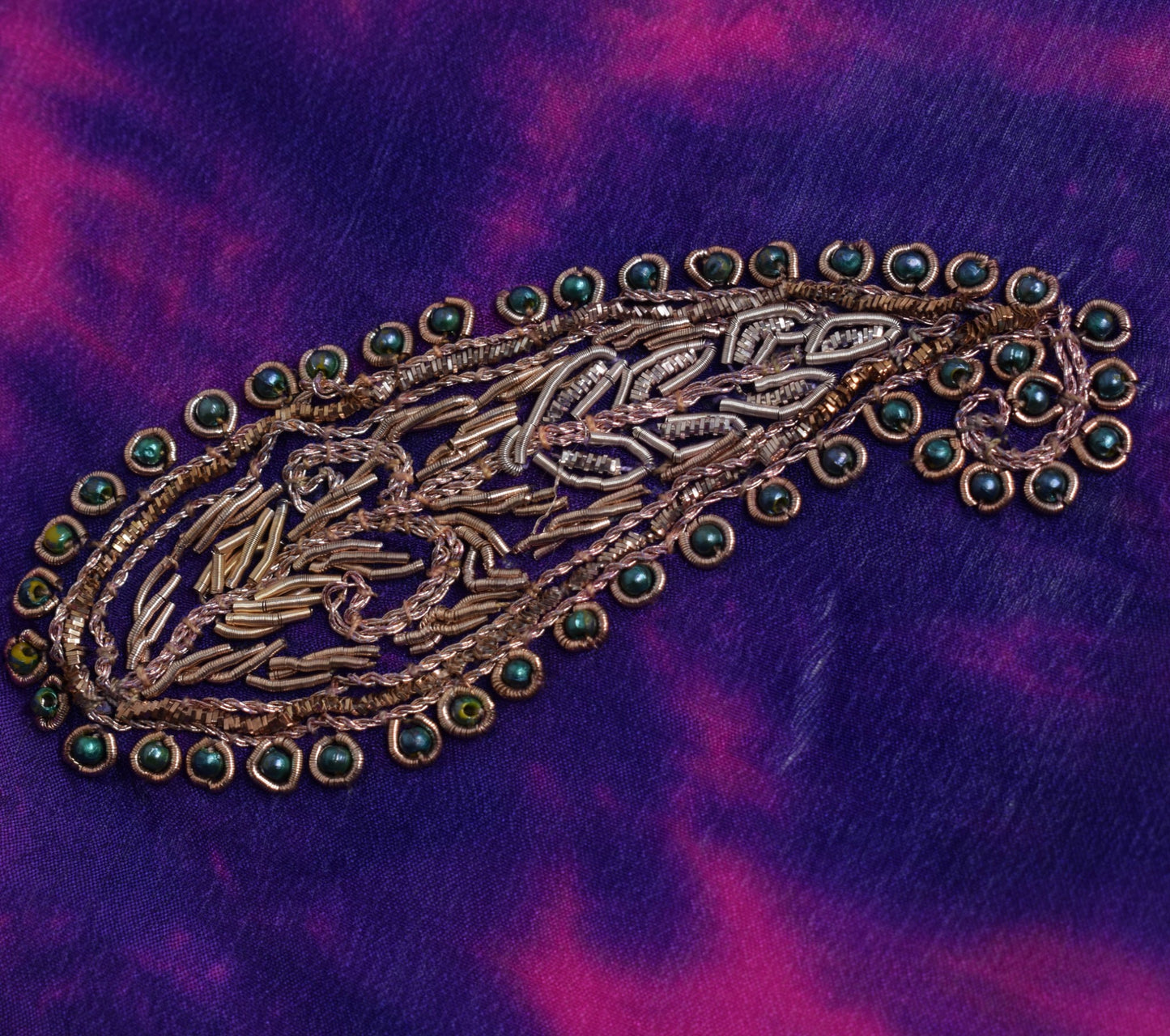 Sushila Vintage Magenta Purple Tie-Dye Dupatta Chiffon Silk Hand Work Long Stole