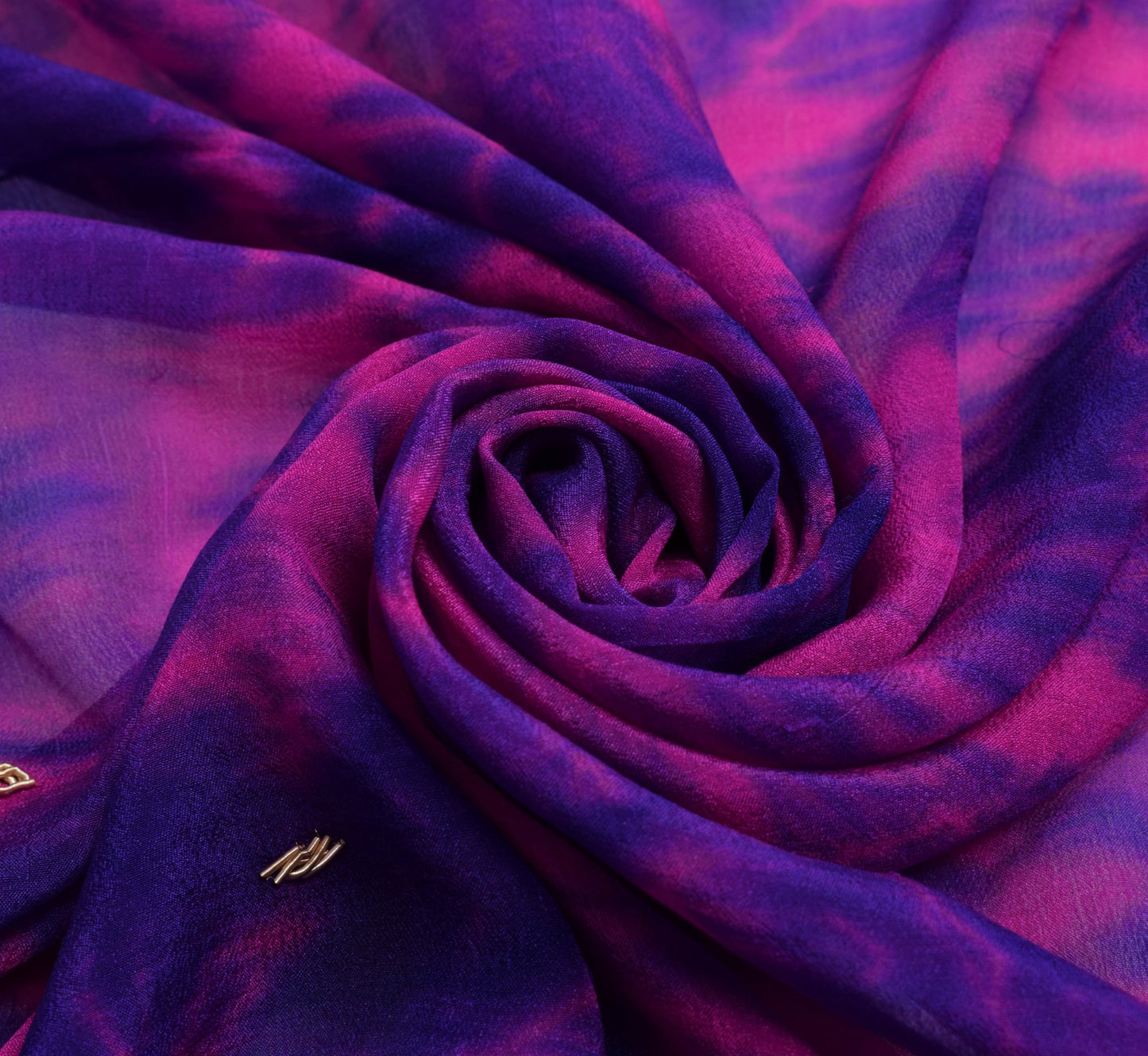 Sushila Vintage Magenta Purple Tie-Dye Dupatta Chiffon Silk Hand Work Long Stole
