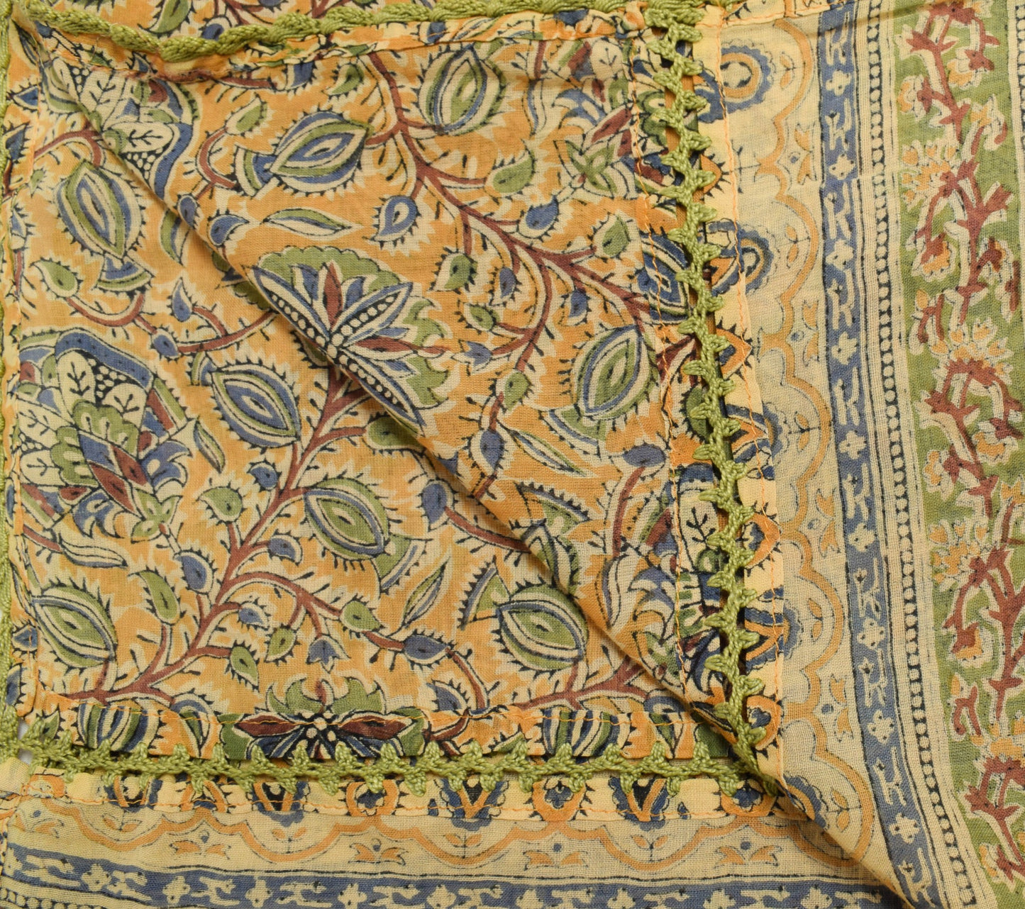 Sushila Vintage Cream Floral Dupatta Pure Cotton Hand Block Printed Long Stole