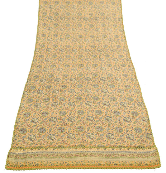 Sushila Vintage Cream Floral Dupatta Pure Cotton Hand Block Printed Long Stole