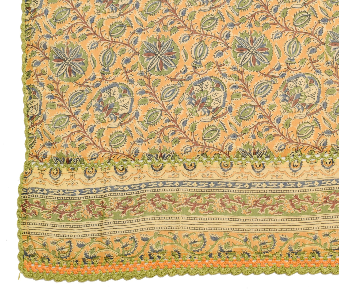 Sushila Vintage Cream Floral Dupatta Pure Cotton Hand Block Printed Long Stole