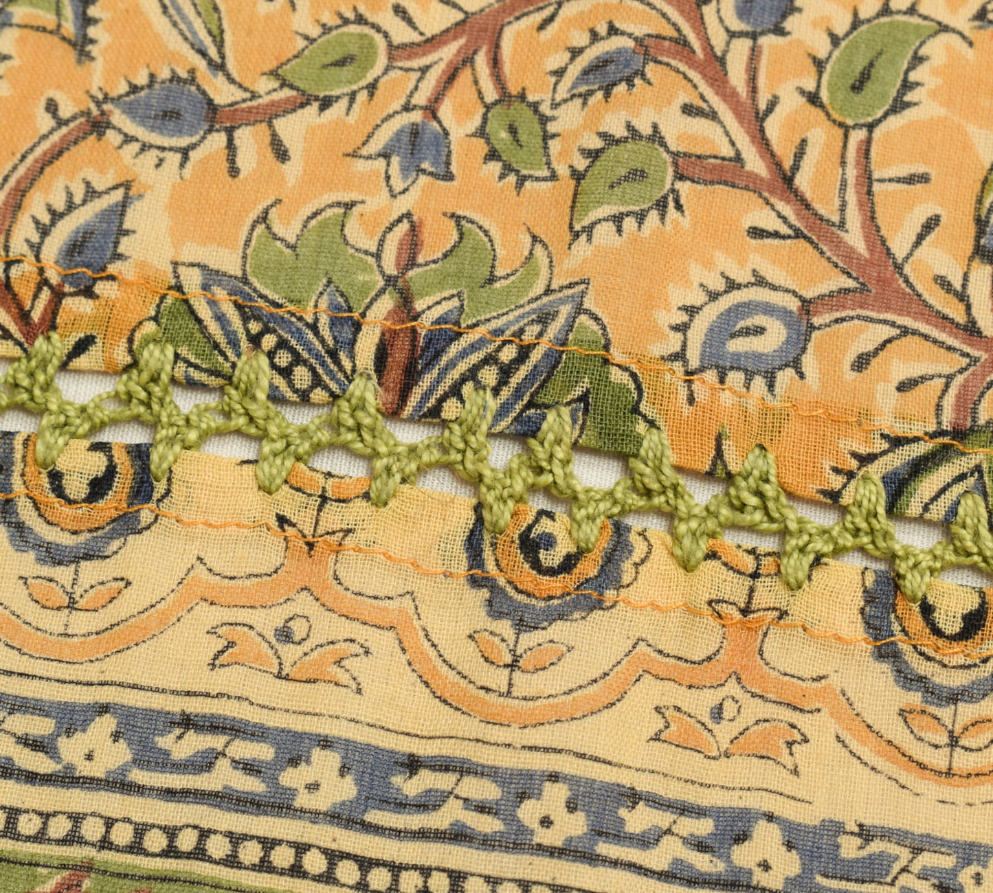 Sushila Vintage Cream Floral Dupatta Pure Cotton Hand Block Printed Long Stole