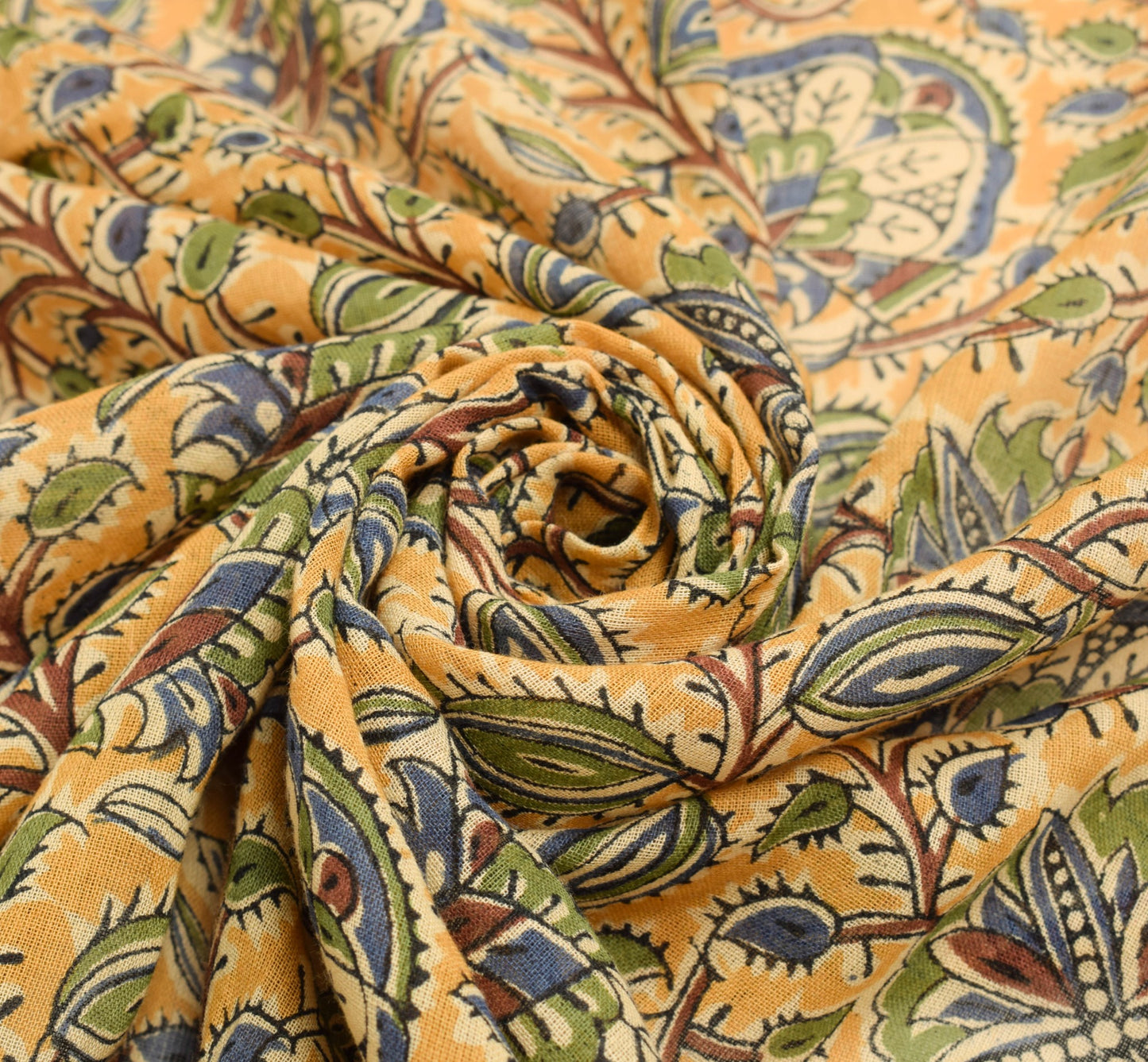 Sushila Vintage Cream Floral Dupatta Pure Cotton Hand Block Printed Long Stole