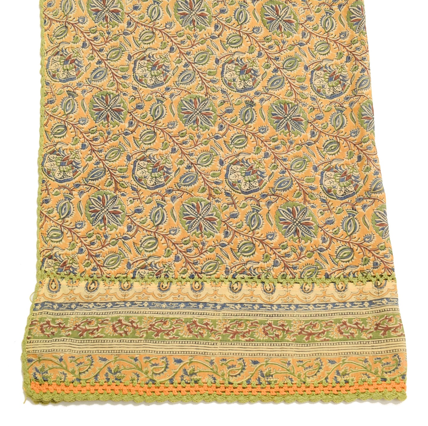 Sushila Vintage Cream Floral Dupatta Pure Cotton Hand Block Printed Long Stole