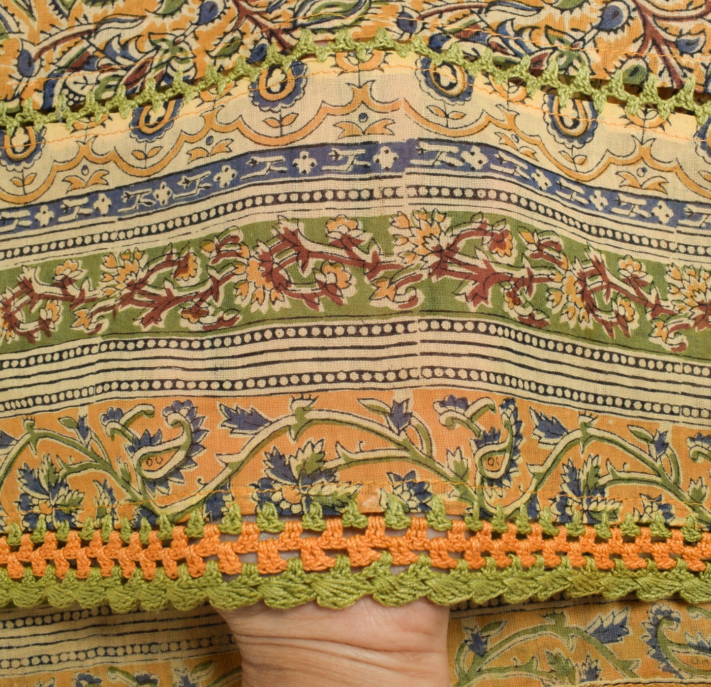 Sushila Vintage Cream Floral Dupatta Pure Cotton Hand Block Printed Long Stole