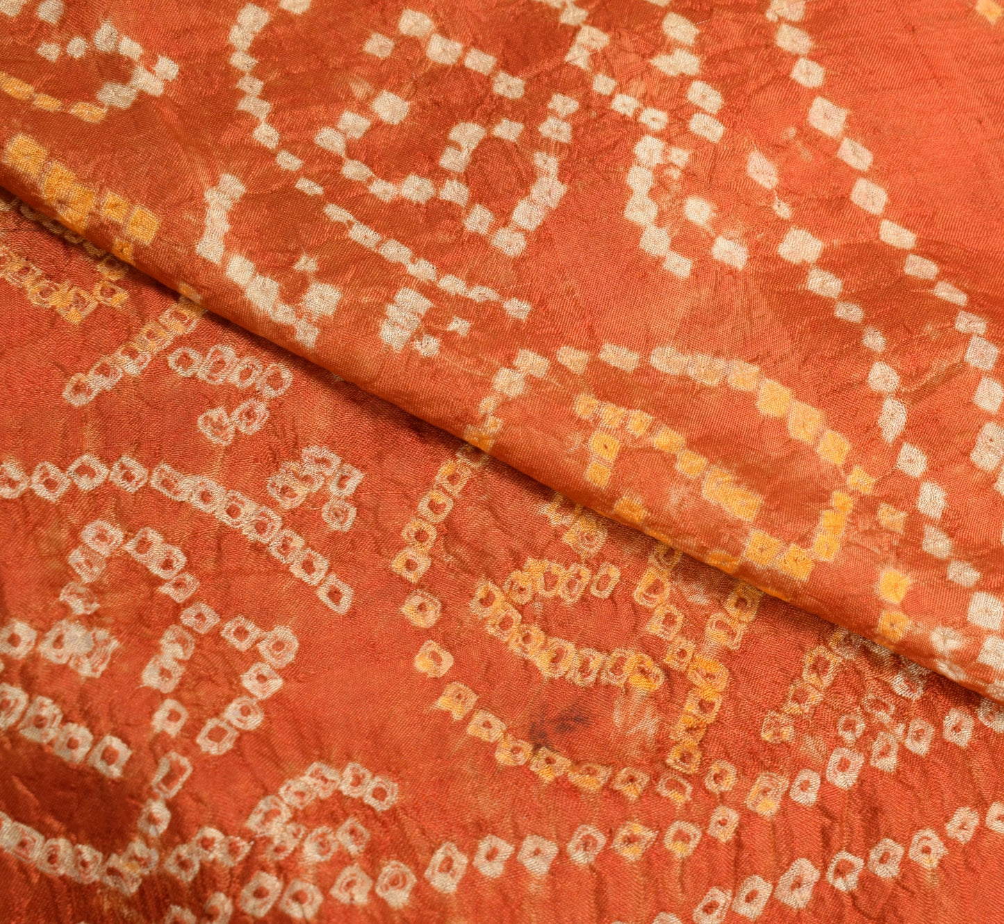 Sushila Vintage Brown & Rust Bandhani Printed Dupatta Pure Silk Long Stole Veil