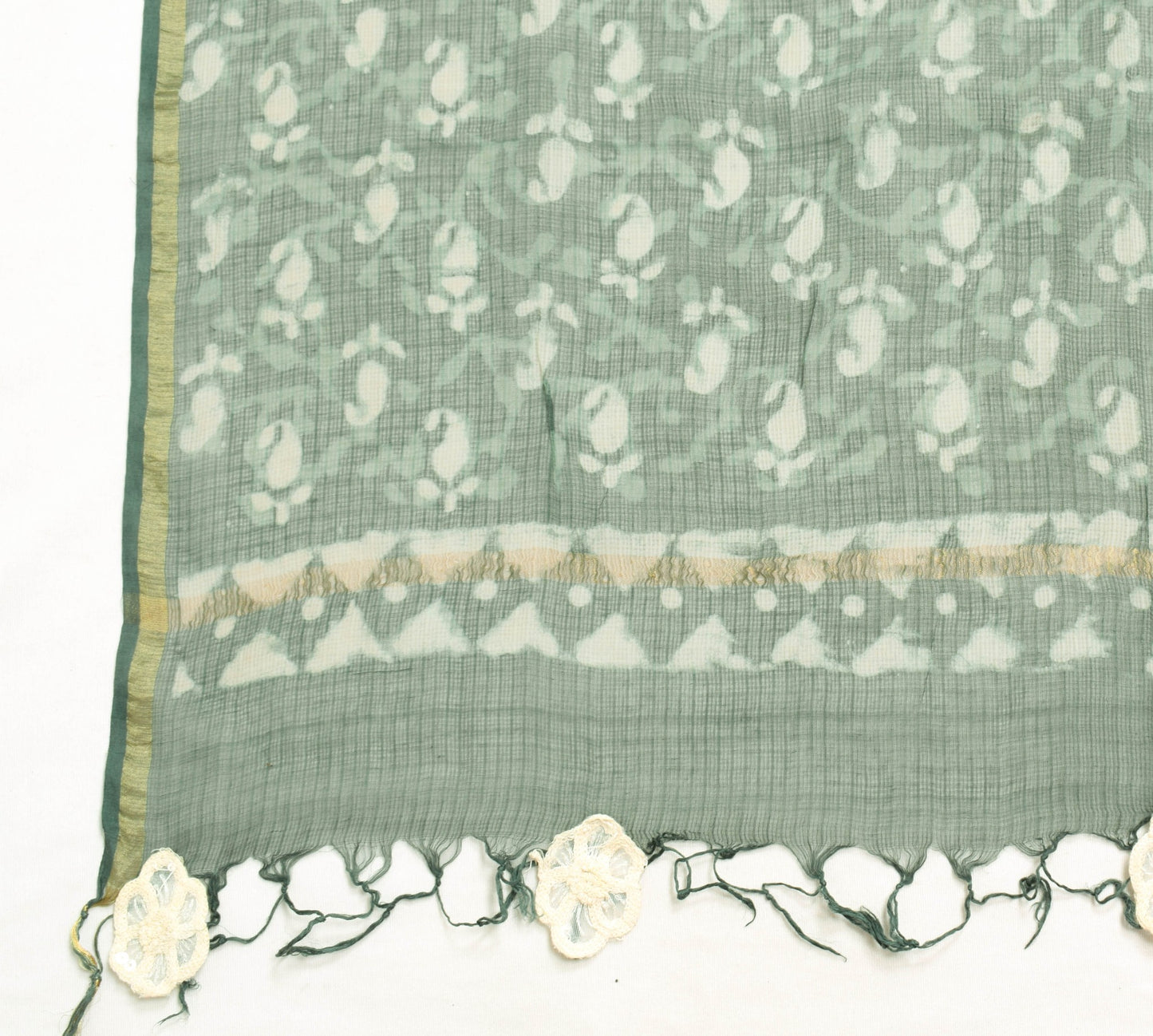 Sushila Vintage 100% Pure Cotton Dupatta Printed & Woven Paisley Long Stole Veil