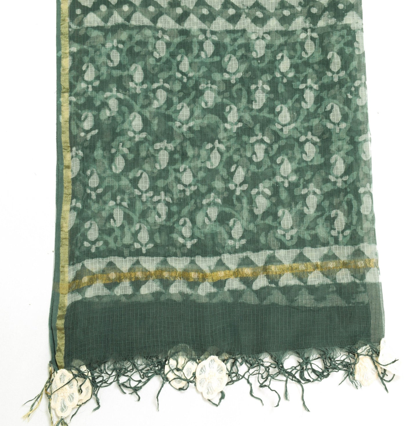 Sushila Vintage 100% Pure Cotton Dupatta Printed & Woven Paisley Long Stole Veil