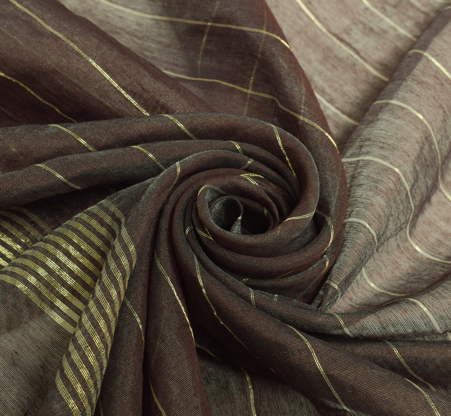 Sushila Vintage Brown Silk Dupatta Stripes Woven Branded Stunning Long Stole