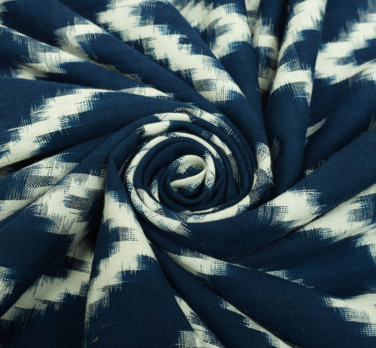 Sushila Vintage Off-White & Blue Dupatta Handloom Pure Cotton Ikat Long Stole