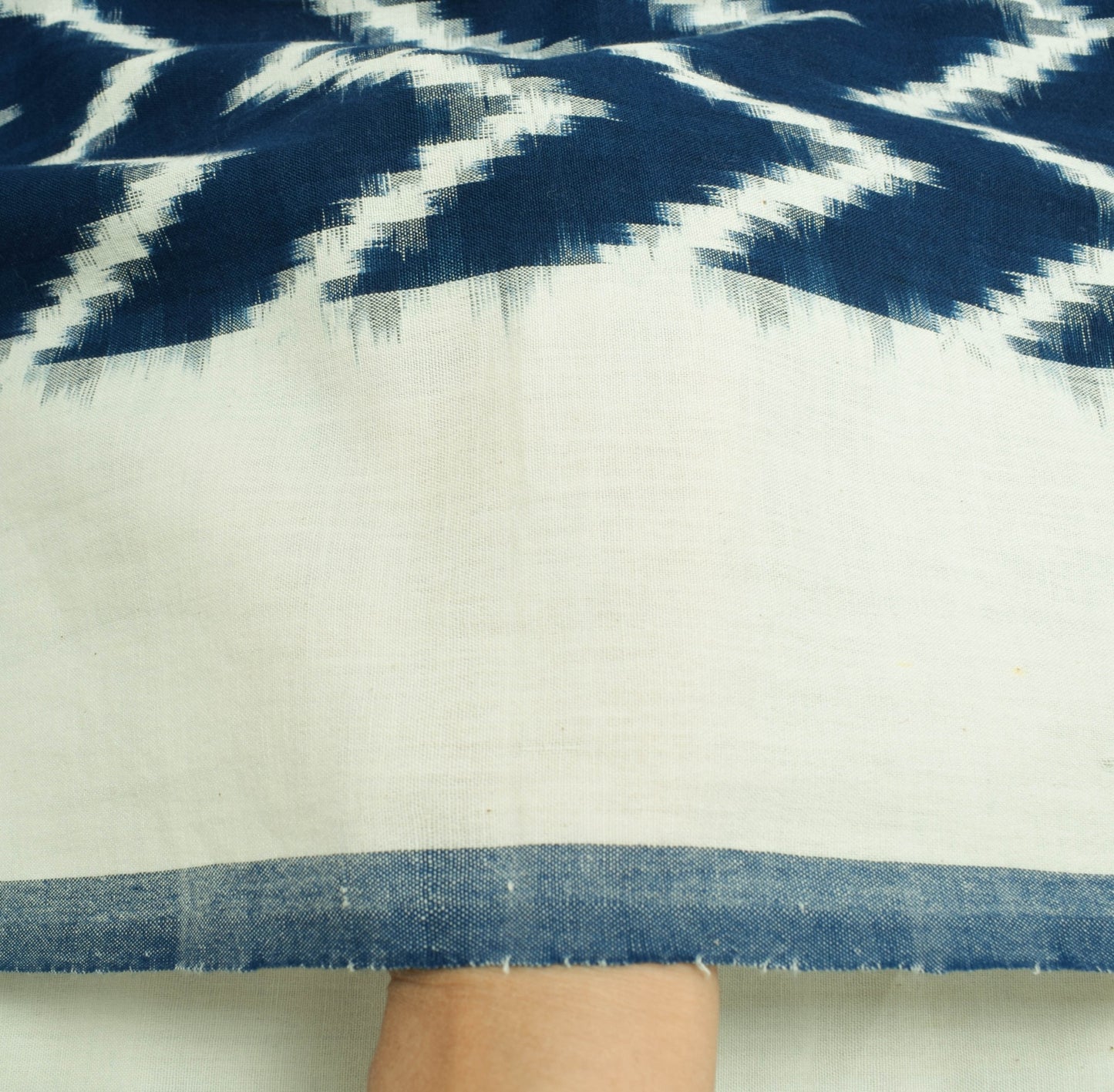 Sushila Vintage Off-White & Blue Dupatta Handloom Pure Cotton Ikat Long Stole