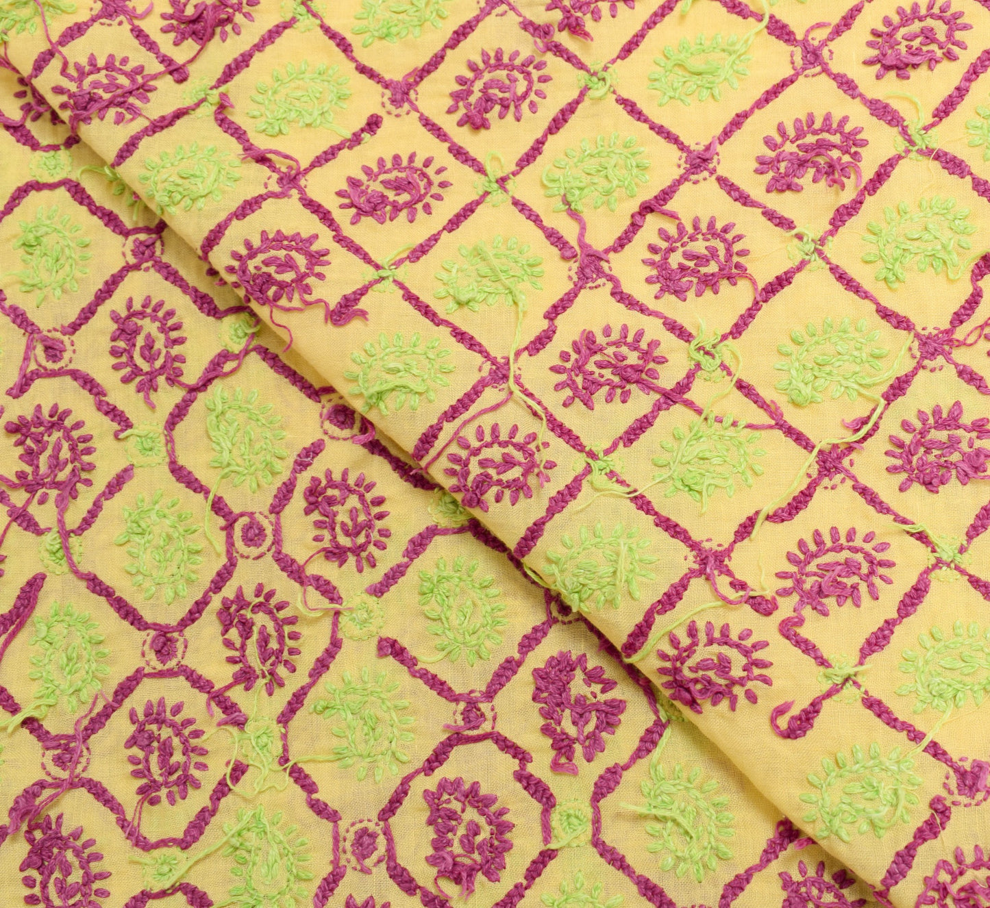 Sushila Vintage Yellow Dupatta Cotton Hand Embroidered Daily Wear Long Stole