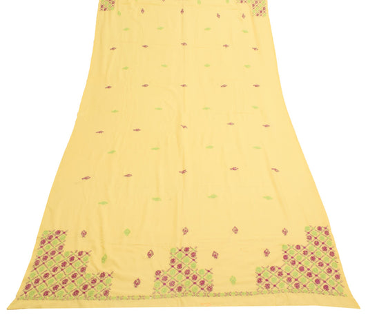 Sushila Vintage Yellow Dupatta Cotton Hand Embroidered Daily Wear Long Stole