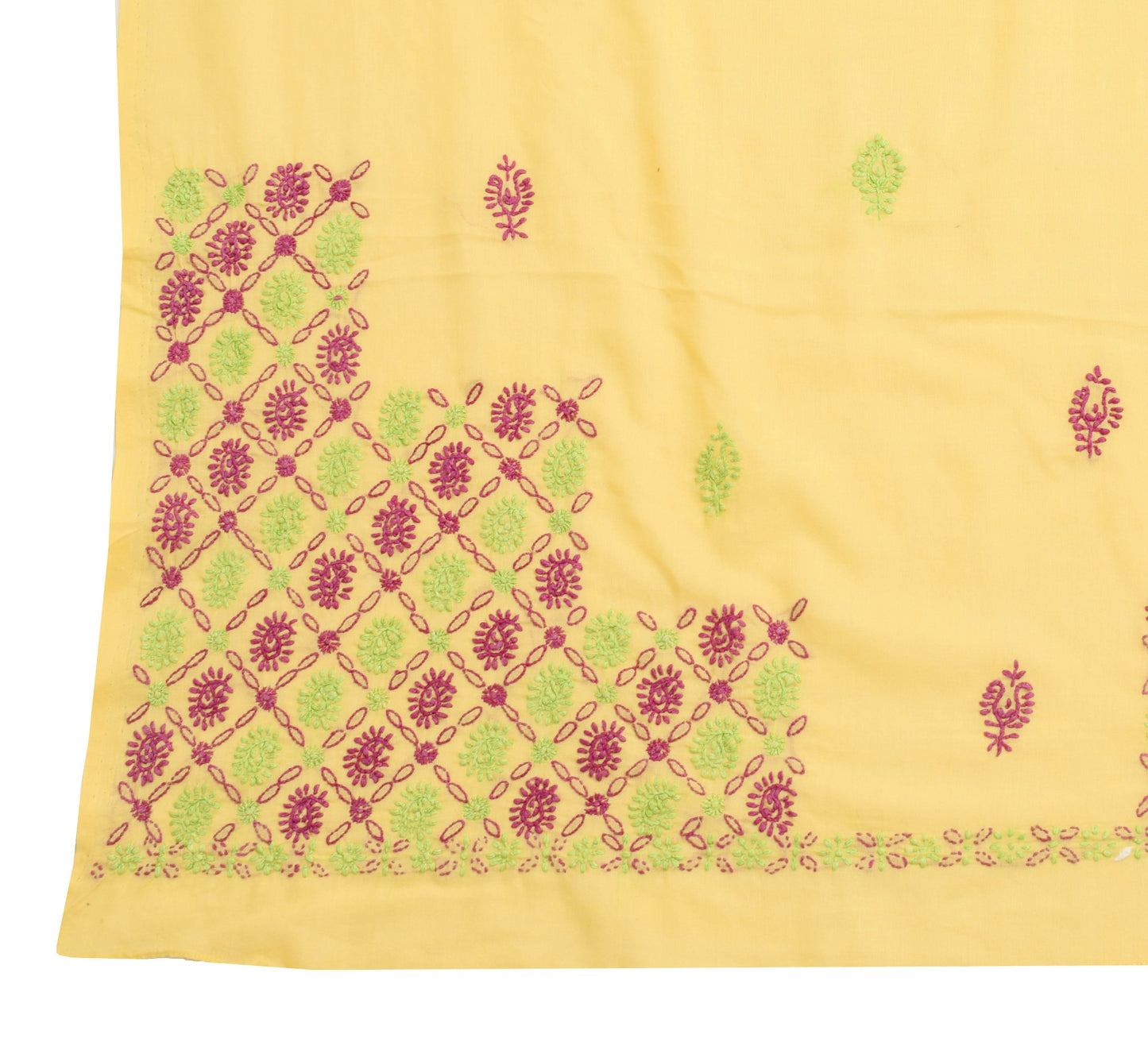 Sushila Vintage Yellow Dupatta Cotton Hand Embroidered Daily Wear Long Stole