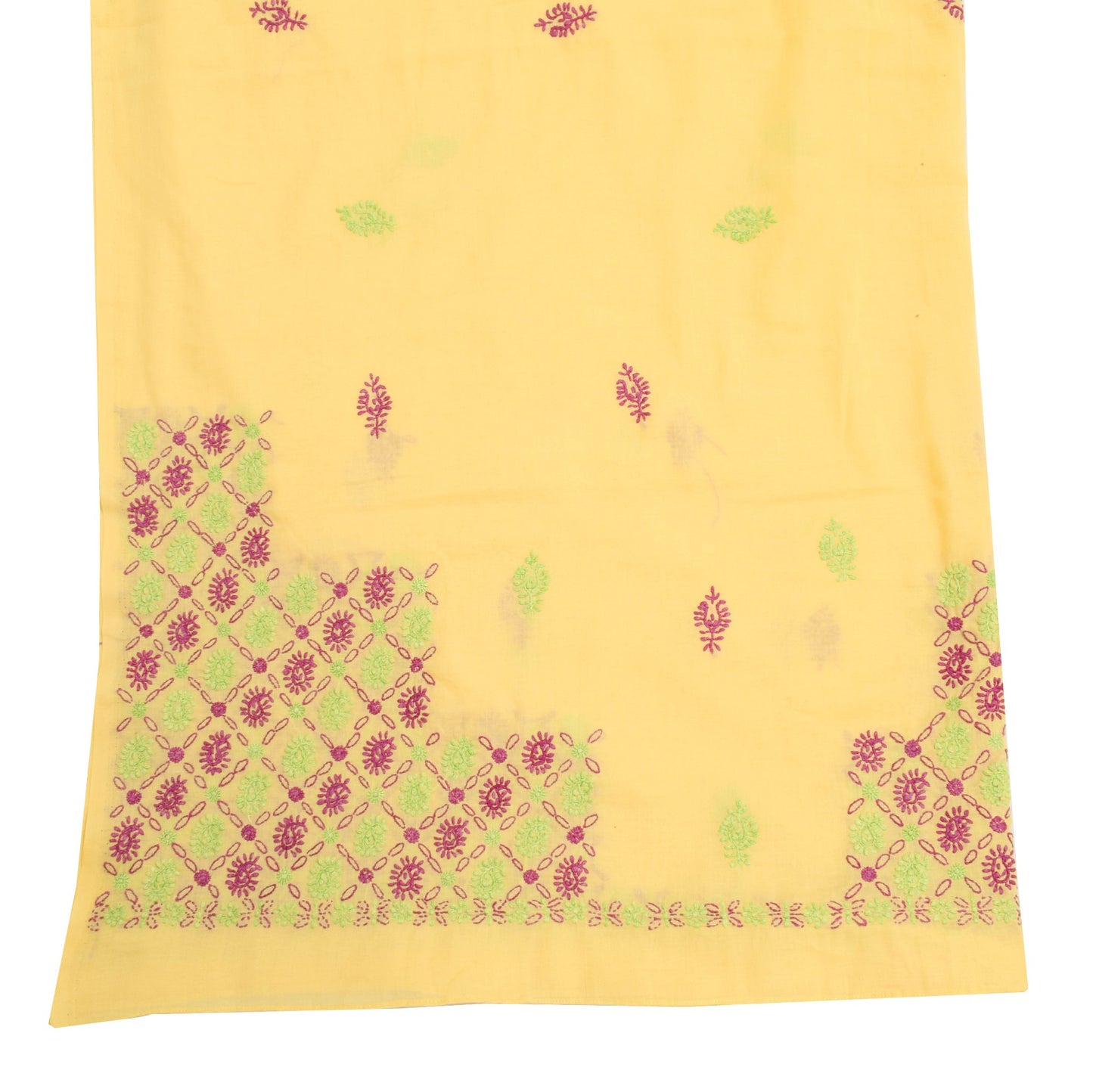 Sushila Vintage Yellow Dupatta Cotton Hand Embroidered Daily Wear Long Stole