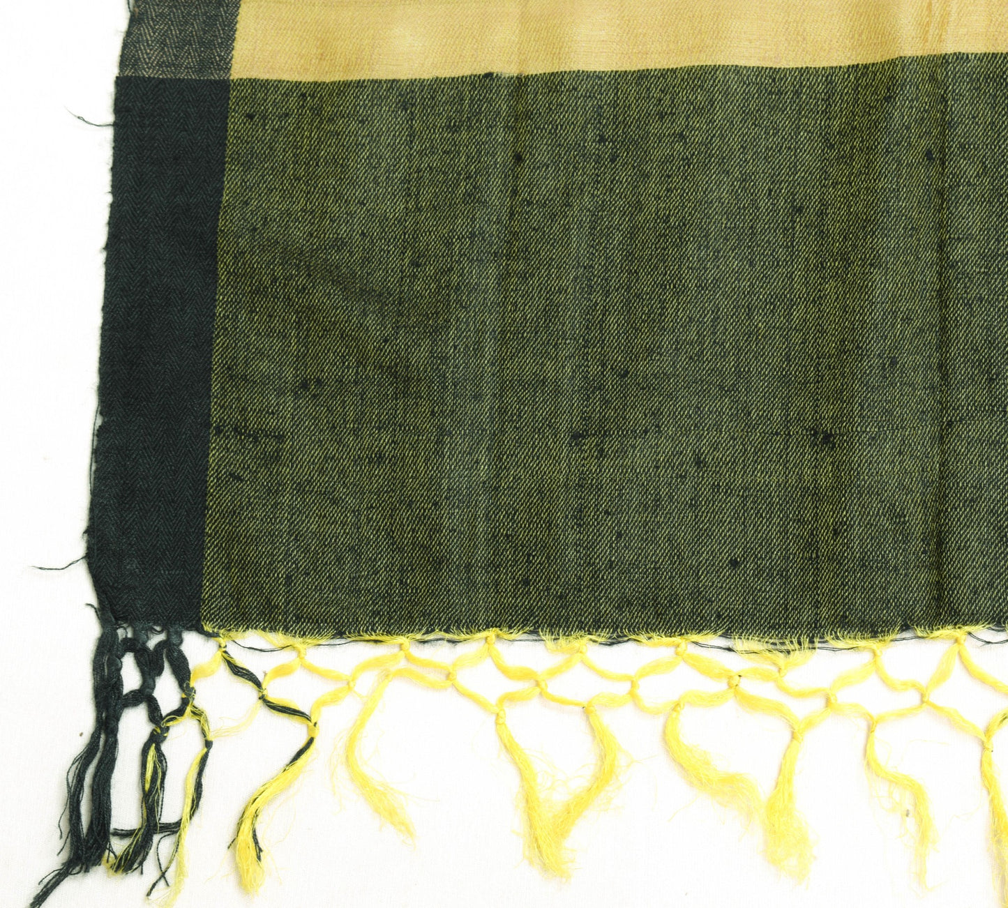 Sushila Vintage Yellow 100% Pure Woolen Dupatta Plain Indian Long Stole Shawl