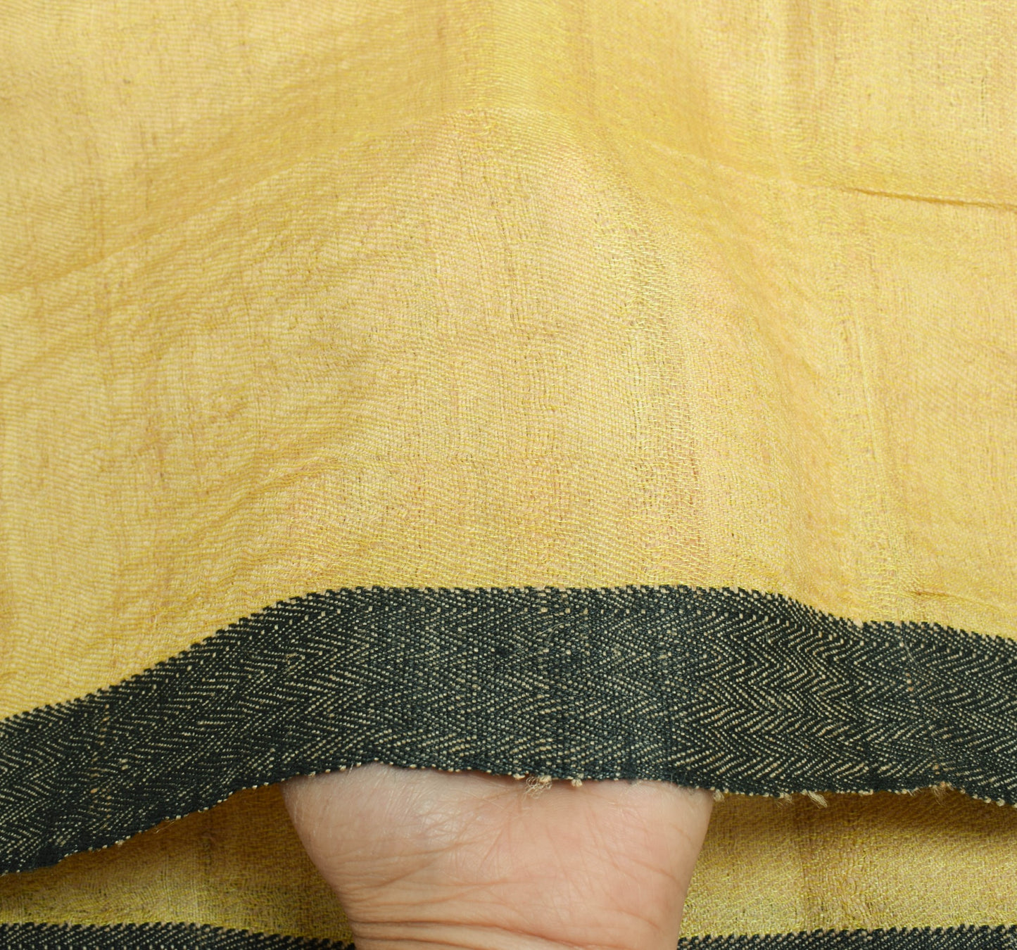 Sushila Vintage Yellow 100% Pure Woolen Dupatta Plain Indian Long Stole Shawl