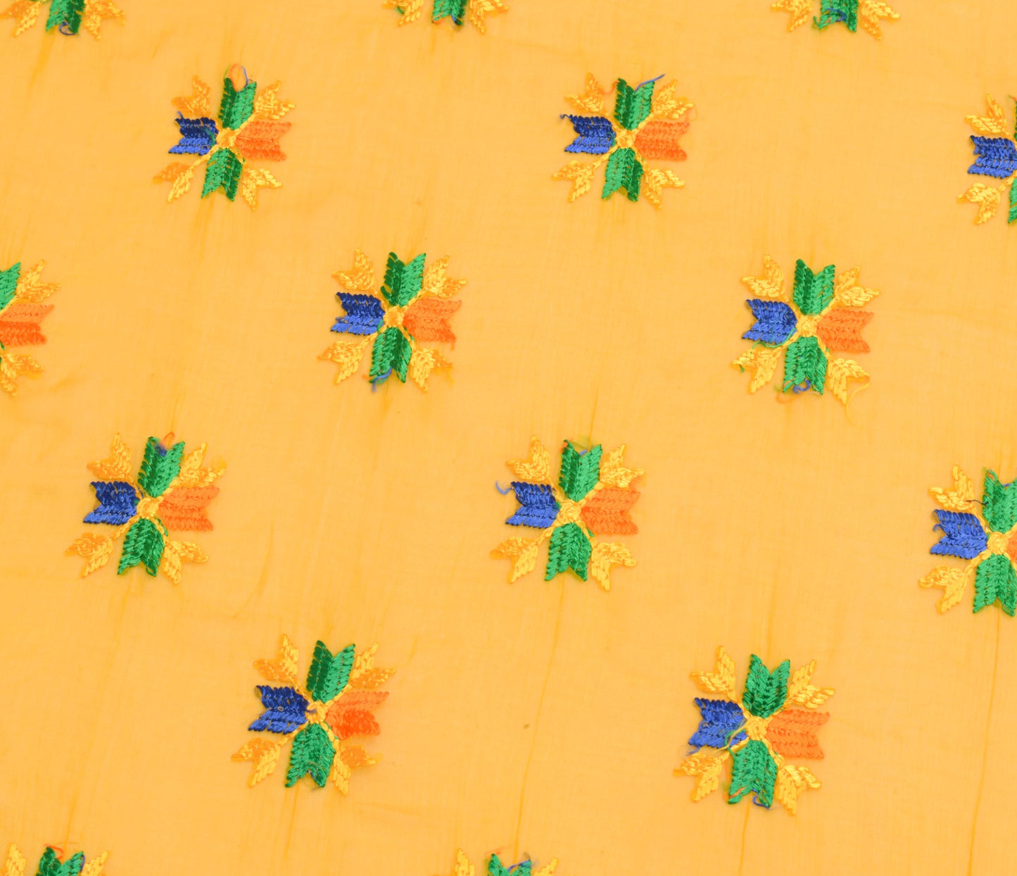 Sushila Vintage Yellow Phulkari Dupatta Chiffon Silk Embroidered Long Stole Veil