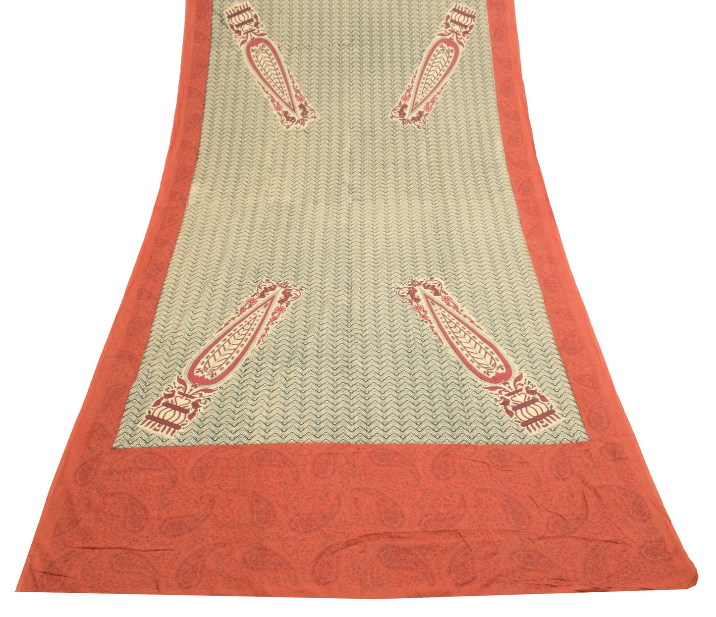 Sushila Vintage Cream & Brown Dupatta 100% Pure Cotton Printed Long Stole Hijab