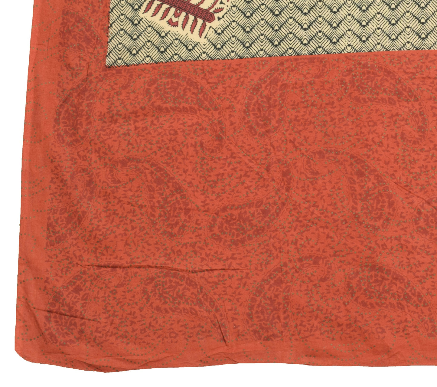 Sushila Vintage Cream & Brown Dupatta 100% Pure Cotton Printed Long Stole Hijab
