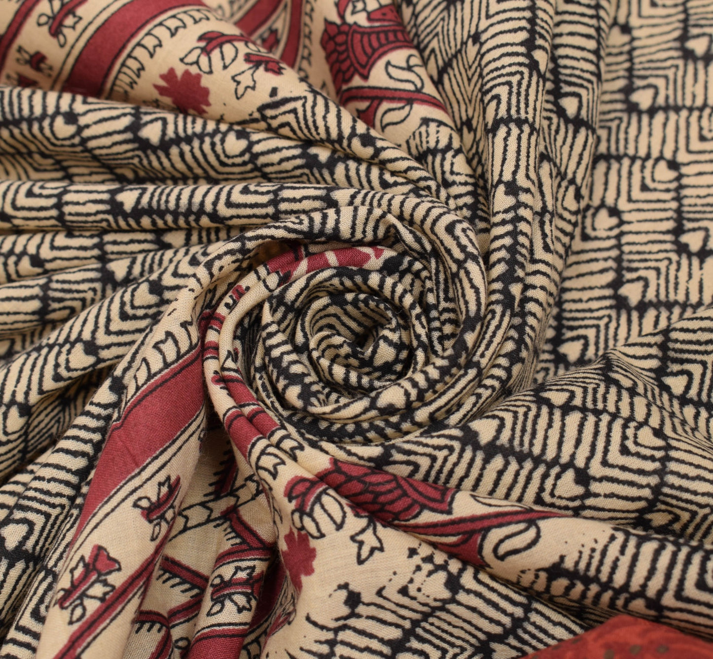 Sushila Vintage Cream & Brown Dupatta 100% Pure Cotton Printed Long Stole Hijab
