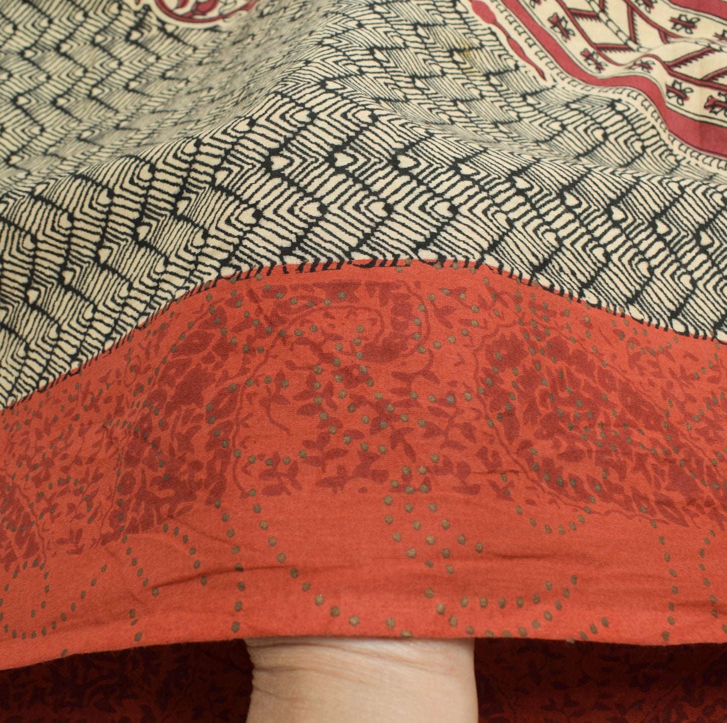 Sushila Vintage Cream & Brown Dupatta 100% Pure Cotton Printed Long Stole Hijab