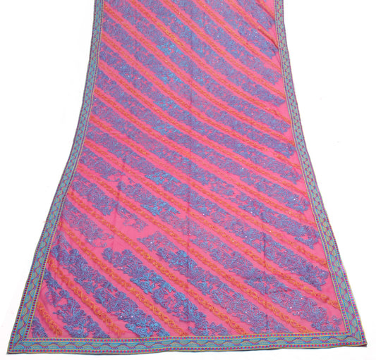 Sushila Vintage Hot Pink Dupatta Georgette Silk Floral Embroidered Long Stole