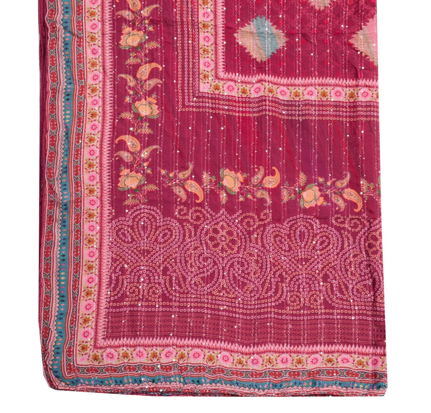 Sushila Vintage 100% Pure Cotton Dupatta Printed Stunning Soft Long Stole Warp