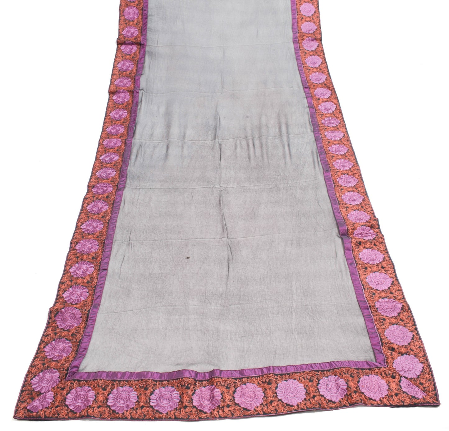 Sushila Vintage Black Chiffon Dupatta Embroidered Floral Patch Work Long Stole