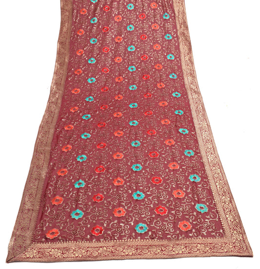Sushila Vintage Maroon Wedding Dupatta Sequins Embellish Georgette Long Stole
