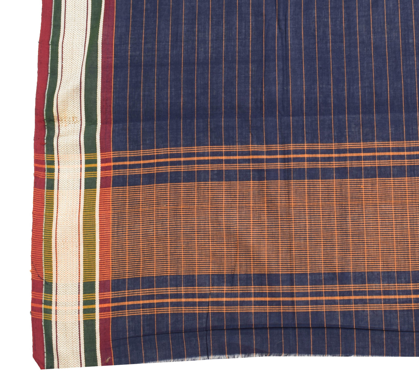Sushila Vintage Blue 100%Pure Cotton Dupatta Stripes Woven Long Stole Hijab Veil