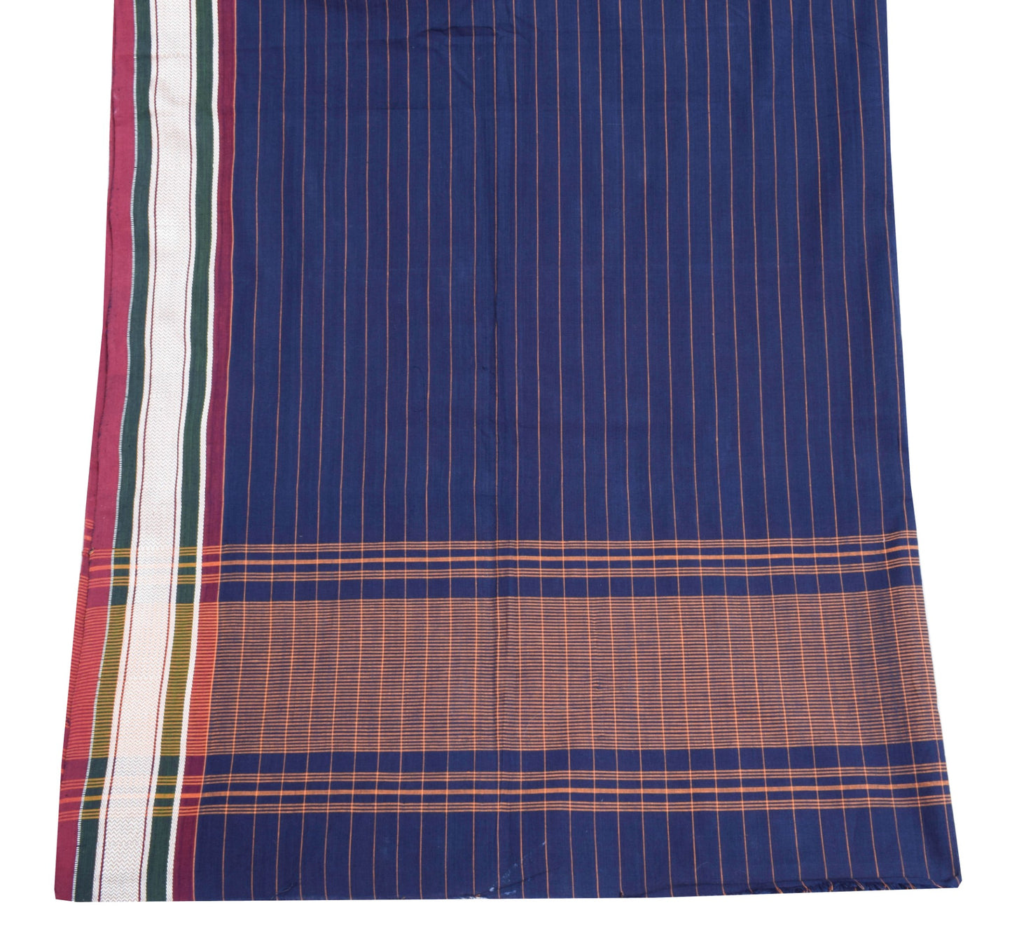 Sushila Vintage Blue 100%Pure Cotton Dupatta Stripes Woven Long Stole Hijab Veil