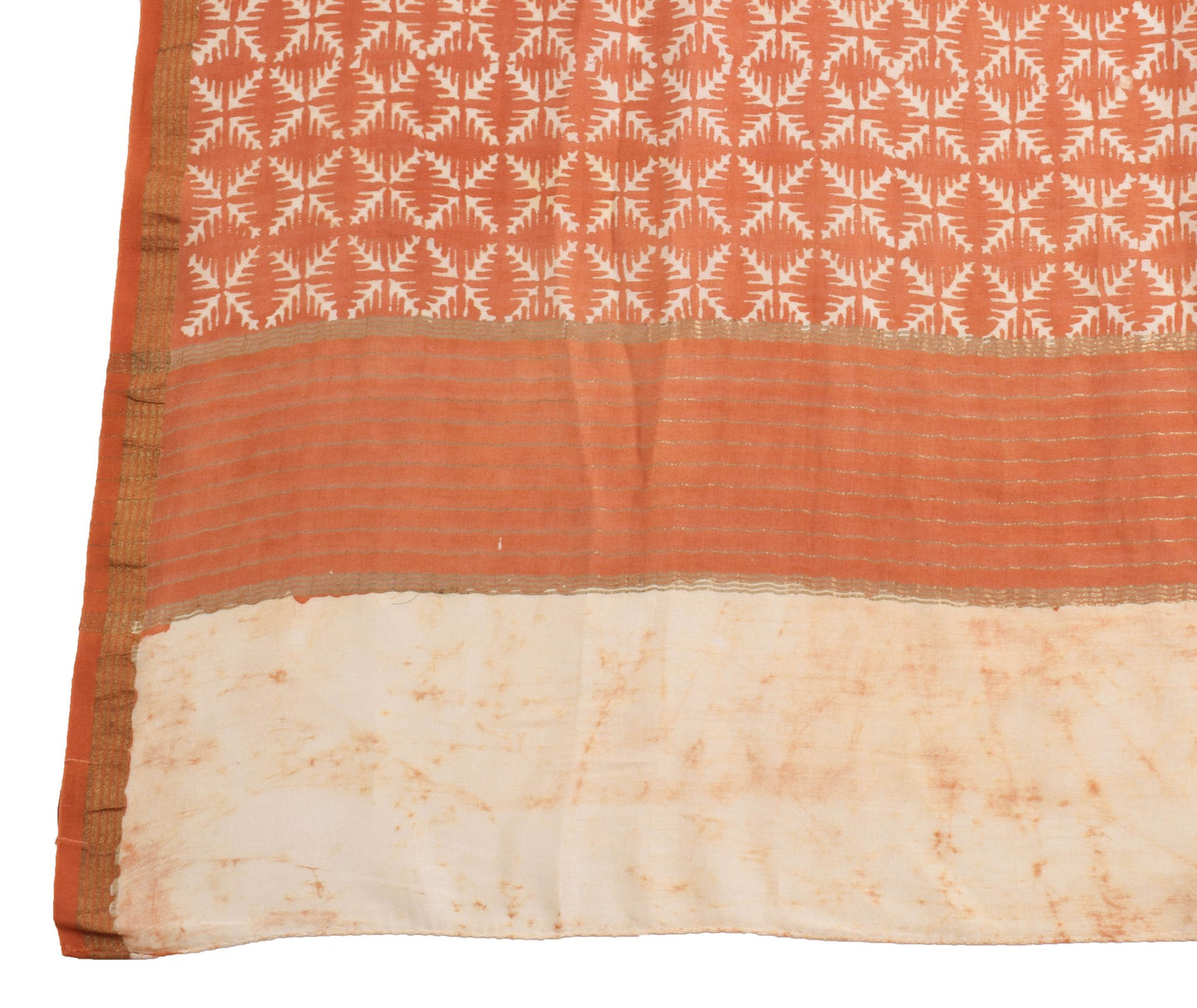 Sushila Vintage 100% Pure Cotton Dupatta Brown & Cream Printed Long Stole Wrap